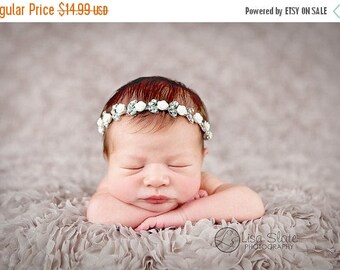 12% off Rose crown headband Newborn Headbands Baby Headband adult headband Baby Hairbow photo prop baptism headband - headband baby - Baby