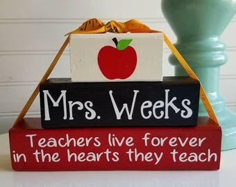 Teacher Gift, New Teacher Gift, Back to School Gift, Classroom Decor, Personalized Teacher Gift, Teacher Sign, Teacher Block Set, Name Plate