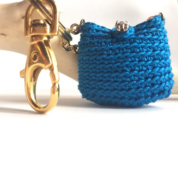 Key holder Crochet purse keychain Blue Ocean purse key