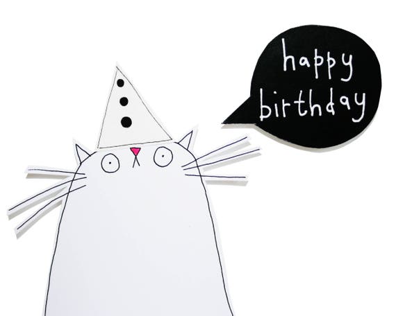 cat birthday card funny birthday card for cat lover white