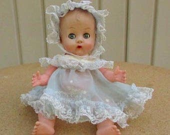 vintage 50s vinyl drink wet doll molded hair sleep eyes with outfit