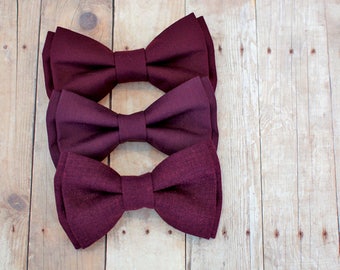 Burgundy Bow Tie for all ages - pretied bowtie - Wedding bow tie- groom's bow tie- Groomsmen bowtie- ring bearer - summer bow tie