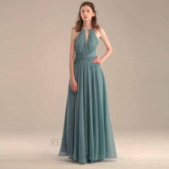Teal Bridesmaid Dress Spaghetti Strap Wedding Dress Long
