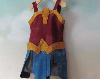 Girl's Latest Wonder Woman/Girl Diana Prince Comic Book Costume: Dress & Belt - All Cotton Fabric, Sizes 3, 5, 7, 9 - Ready To Ship Now