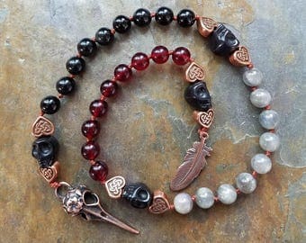 The Morrigan Prayer Beads, Meditation Beads, Witches Ladder, Pagan Rosary, Pagan Mala Beads, Raven Mala, Pagan Prayer Beads