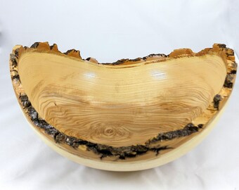 Larger Beautiful Natural Edge Ash Wood Bowl, Lathe Turned