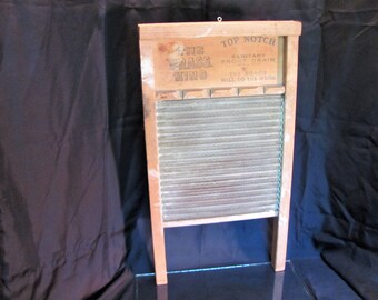 Antique Brass and Wood Wash Board / Brass King National Washboard Co./ Farmhouse Decor