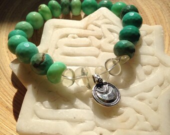 Lotus bracelet with chrysoprase and lemon quartz / crystal energy bracelet