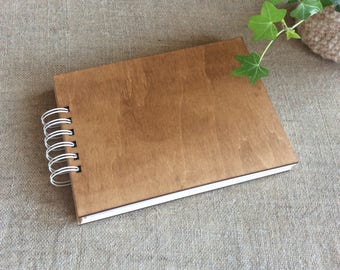 Dark wood cover album, photo album, blank album for prints, memory book, wood cover journal, scrapbook album, gift for her, for crafter