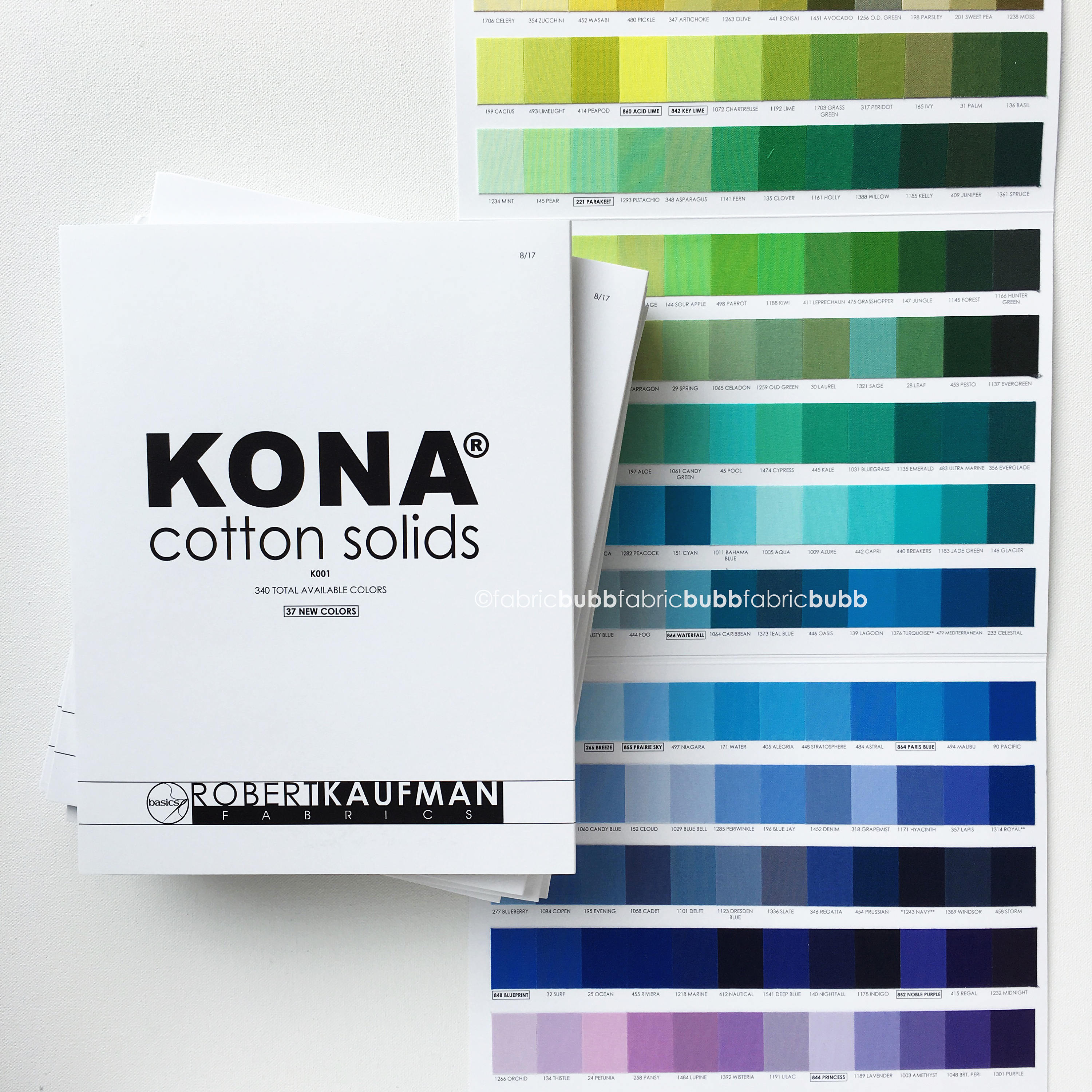 KONA Color Card 340 Colors released 2017 Robert Kaufman