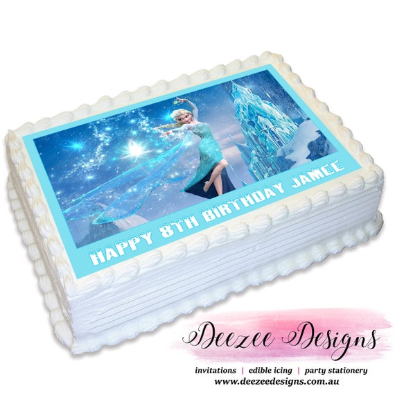 Frozen Elsa Personalised A4 Edible Icing Cake Topper Il_570xn