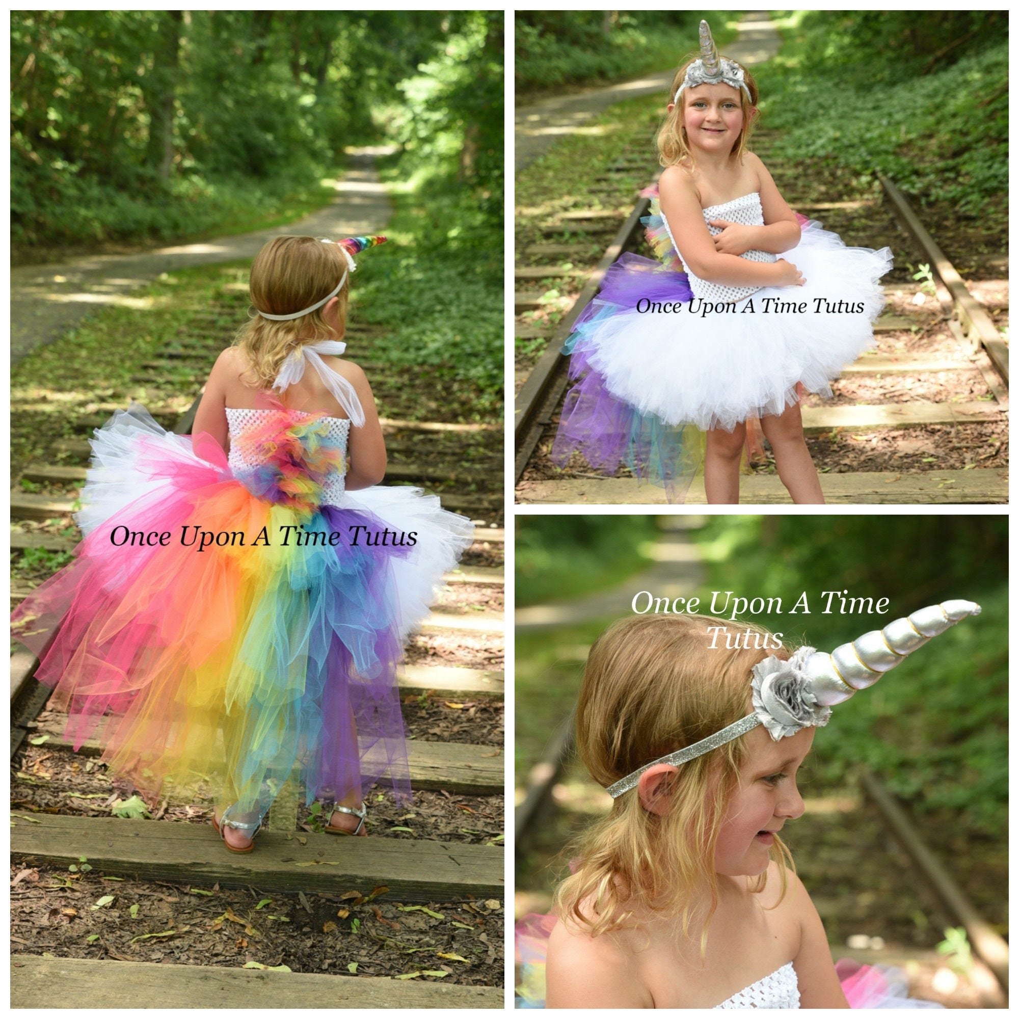 Bright Rainbow Unicorn Bustle Tutu Dress Girls Size 12 18