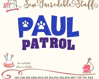 Paw Patrol Machine Embroidery Font, 2 sizes