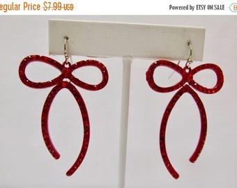 ON SALE Retro Enameled Rhinestone Bow Earrings Item K # 2001