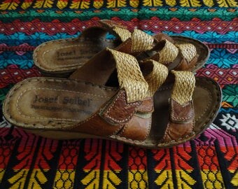 SALE Josef Seibel Sandals _Brown leather - Wedge shoes - size 38