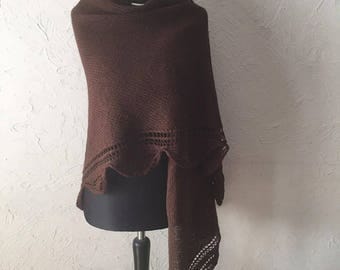 Hand knitted Brown shawl