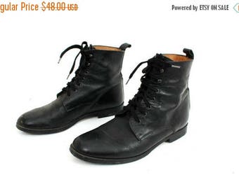 SALE Vintage Studio Andre Black Leather Lace Up Ankle Boots Size 41