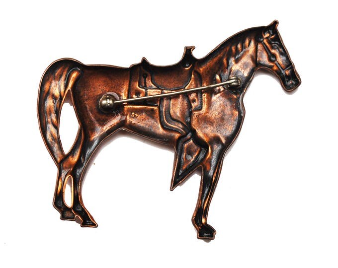 Western Horse Brooch - Copper metal - Equestrian - Southwestern Pin