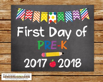 First Day of Pre-K Sign | Chalkboard Sign | First Day of School Sign | First Day of Pre-K | Back to School Printable