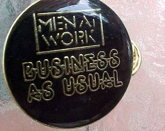1981 MEN AT WORK Business As Usual Hat Pin New Wave Pop Rock From Australia Band Music Memorabilia Scarce Cool Collectible Vegimite Sandwich