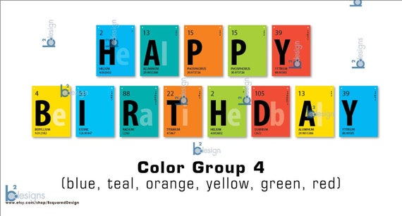 Periodic Table Banner Happy Birthday Banner 8.5 x 11