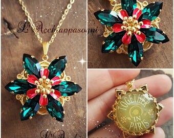 NEW Anastasia Together In Paris Necklace - Anastasia cosplay - Once Upon a Dicember - Romanov - flower - EMERALD green