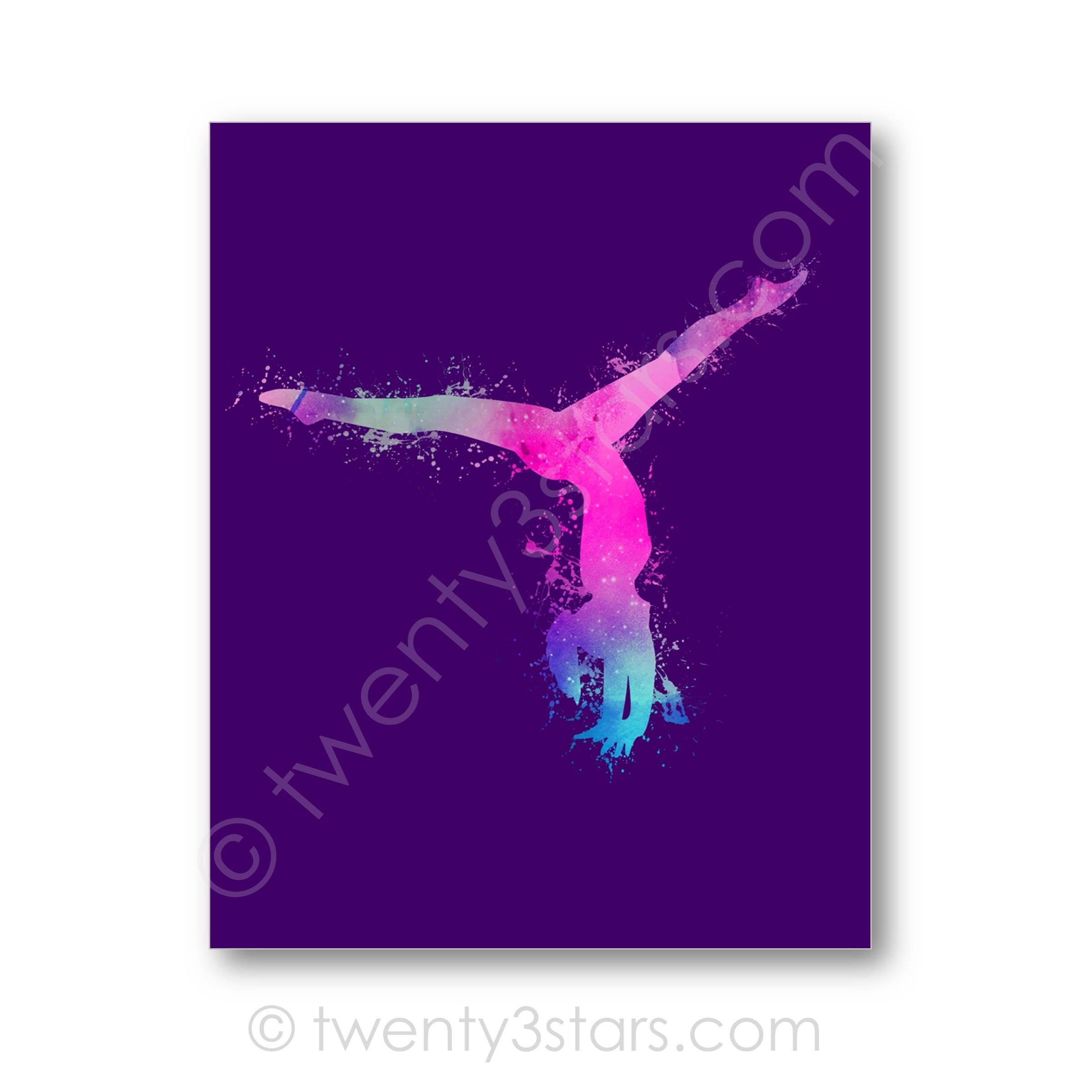 Watercolor Gymnast Canvas or Art Print Girl's Room Art