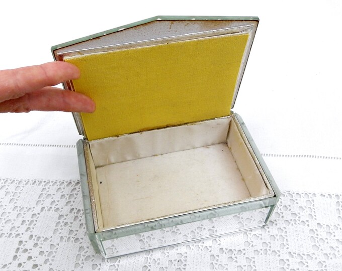 Vintage French Beveled Mirrored Jewelry Box with Satin Lining, Jewelry Trinket Glass Casket, French Shabby Chateau Chic Decor Vintage French Beveled Mirrored Jewelry Box with Satin Lining, Jewelry Trinket Glass Casket, French Shabby Chateau Chic Decor
