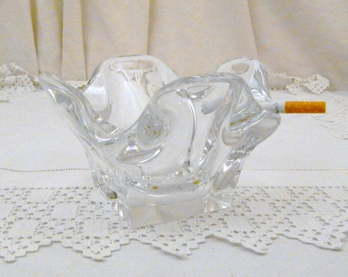 Large Vintage Crystal Glass Cigar / Cigarette Ashtray by Bayel Cristal France, Heavy Clear Glass French Ash Tray, Vintage Retro Home Decor