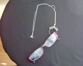 Vintage Sterling Silver Eye Glass Holder Necklace