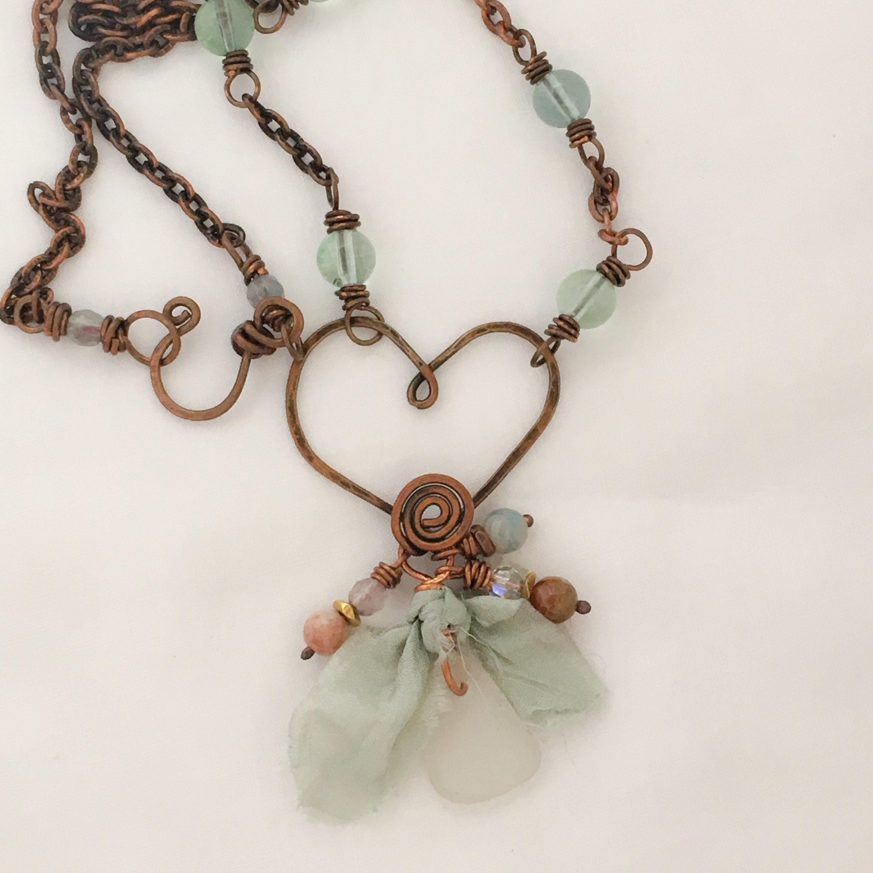 Unique Wire Heart Necklace Open Heart Necklace Handmade