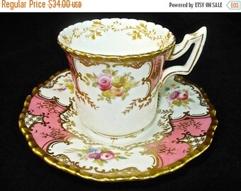 COALPORT BATWING PINK Demi Cup & Saucer, Hand Painted, #2665