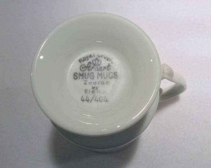 Virgo Arnart Smug Mug, Zodiac By Elena, Footed Vintage Ceramic Mug, Birthday Gift, Coffee Cup