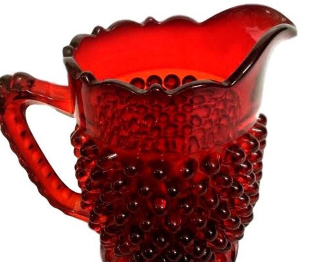 Fenton Glass Mini Pitcher, Fenton Ruby Red Hobnail Creamer, Fenton Syrup Pitcher, Christmas Gift, Gift For Christmas, Gift For Her