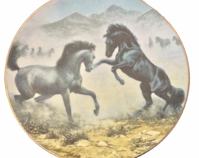 Western Plate, Hamilton Collection Plate, Desert Duel, Unbridled Spirit Horses, Limited Edition Plate, Chuck DeHaan