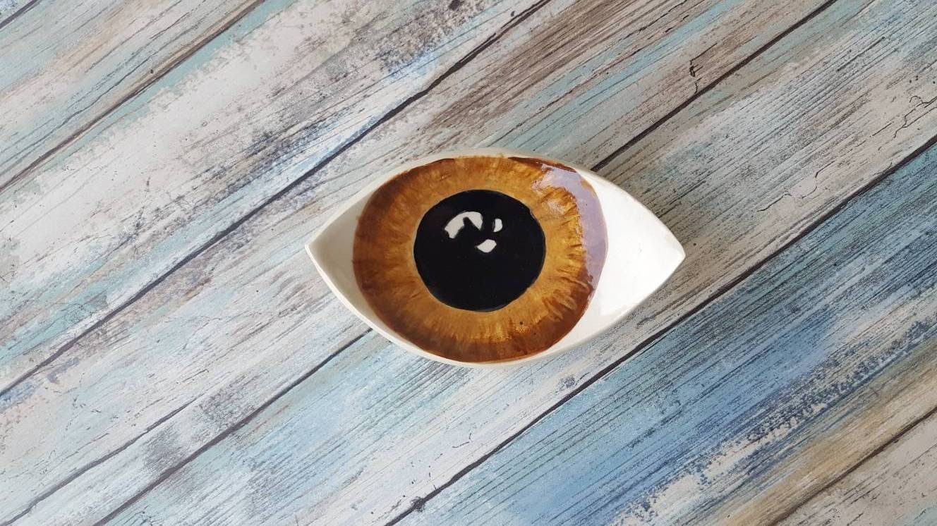 Ceramic Eye Dish MADE TO ORDER Surrealist Decor Ceramics