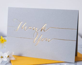 Luxury Hand Pressed 'Thank You' Card - Gold Foil Thank You - Wedding Thank You Card - Greetings Card - Blank Card - Thank You Note