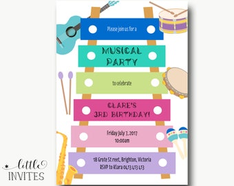 Musical Birthday Invitation/Sing and dance Birthday Invitation/1st/2nd/3rd/4th/5th/Any age/Let's Rock Invitation/Birthday Invitation-Clare