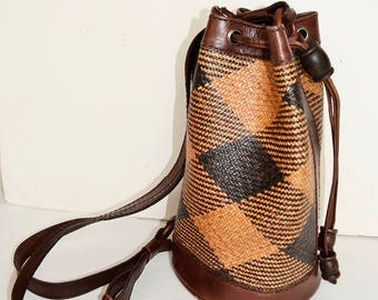 Rattan and leather backpack, rattan bag, bohemian bag, wicker bag, rattan bag, leather backpack