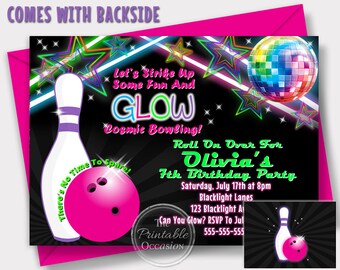 Cosmic Bowling Party Invitations 8