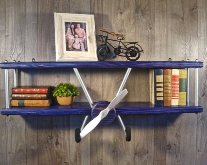 XXL Airplane Shelf, Biplane Shelf, Vintage Airplane Shelf, Wood Airplane Shelf