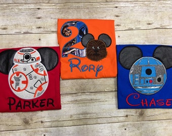 Star Wars Mickey Ears Shirts/ Star Wars Birthday Shirts/ R2D2 Mickey Ears Shirt/ BB8 Birthday Shirt/ Disney Dining Shirt/ FAST SHIPPING