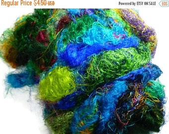 SALE Sari Silk Fiber,1 oz,Mix(cold colours)
