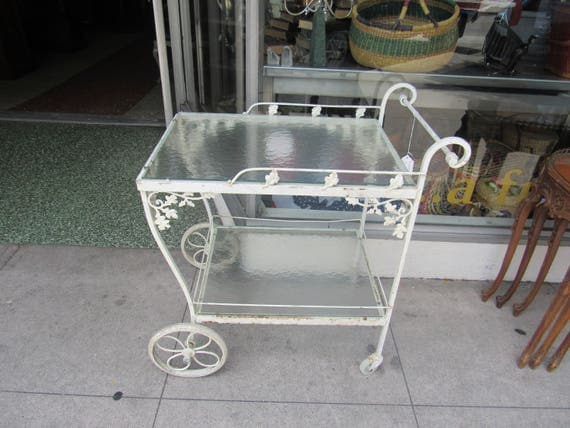 Iron Garden Cart with Glass shabby chic
