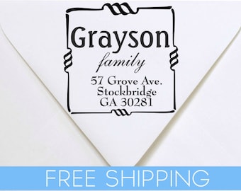 Custom Return Address Stamp - Self Inking. Personalized rubber stamp with lines of text