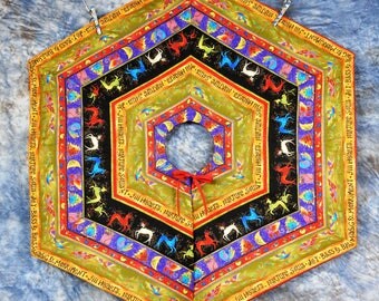 Laurel Burch Fabric Christmas Tree Skirt - Holiday Celebrations - Rare Fabric -100% Laurel Burch Fabric