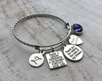 Wedding gift for MOTHER-of-the-Groom Gift from Bride Mother-in-Law Bracelet Wedding Gift Mother-of-the-Bride gift from Daughter Bangle