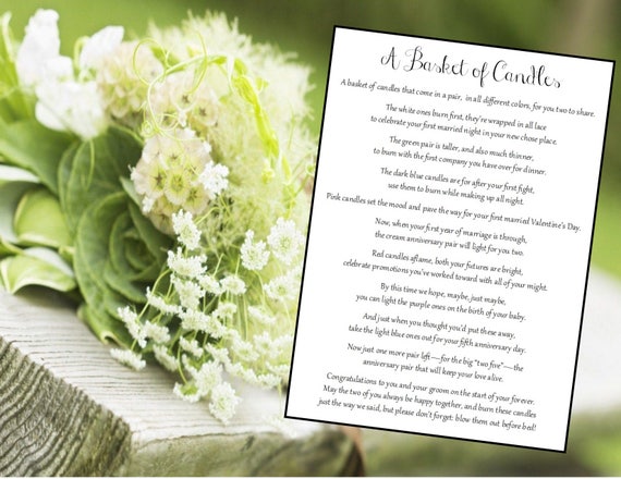 Basket of Candles Poem / Bridal Shower / Games / Wedding