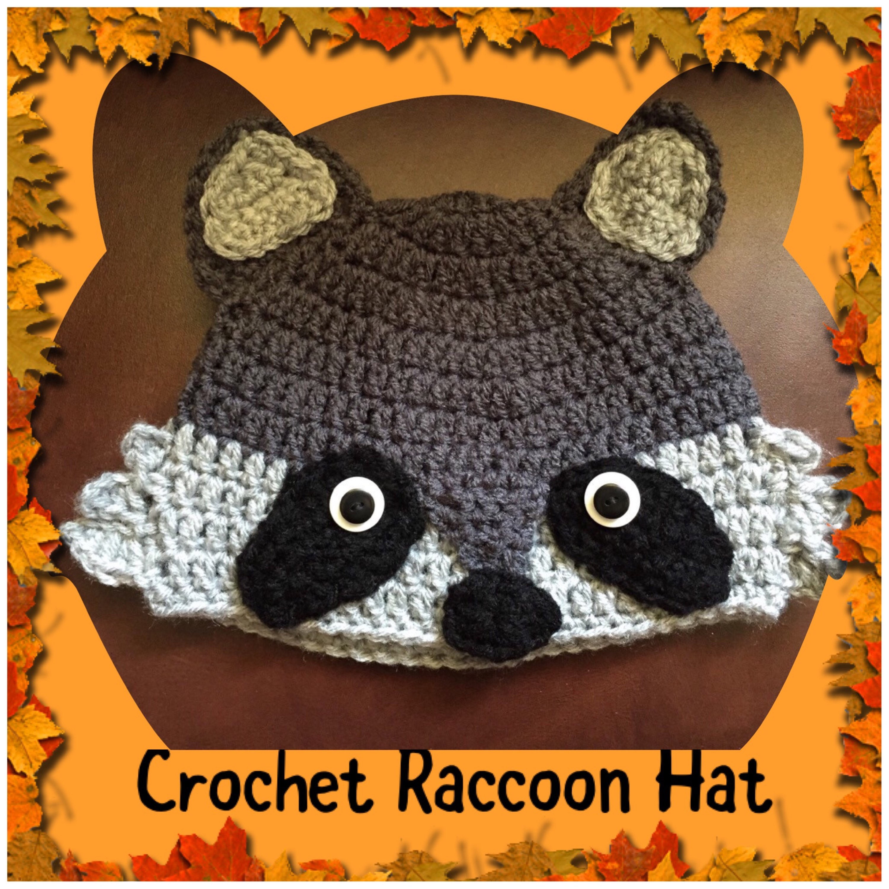 Crochet Raccoon hat InfantAdult Sizes