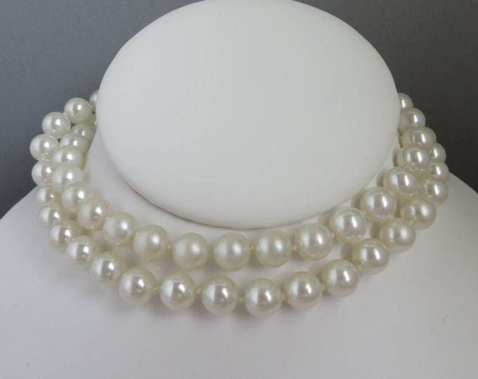 Vintage Faux Pearl Necklace, 23 Inch Necklace, Long Pearl Necklace, Summer Jewelry, Gift for Her